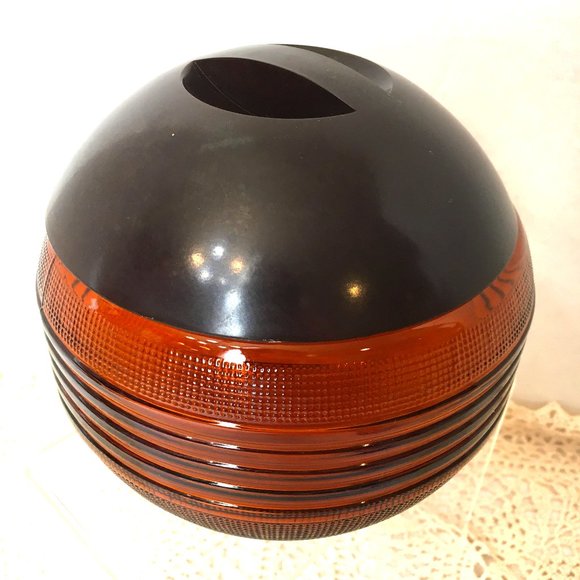 Antique Tobacco Round Ball Clear Glass MCM Brown bakelite lid